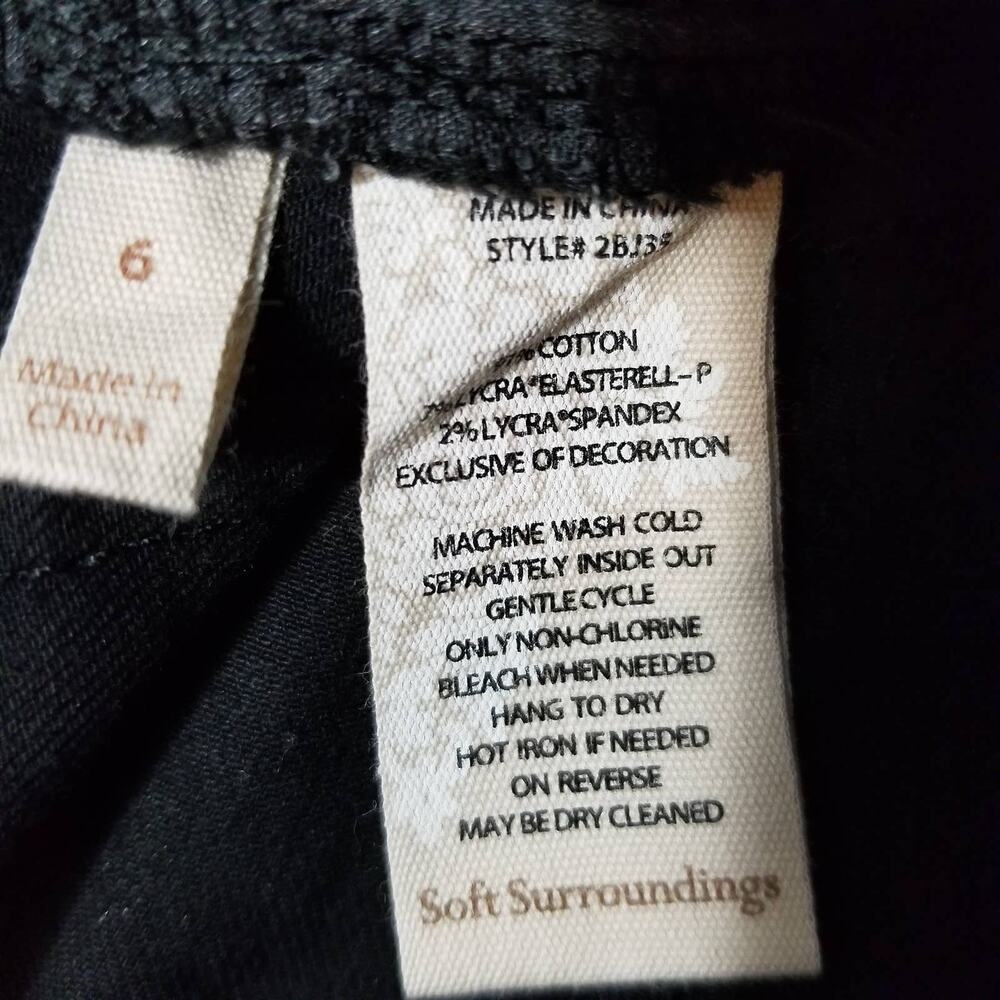Soft Surroundings NWT Black Coated Cotton Embellished Jeans Size 6 - Picture 5 of 7